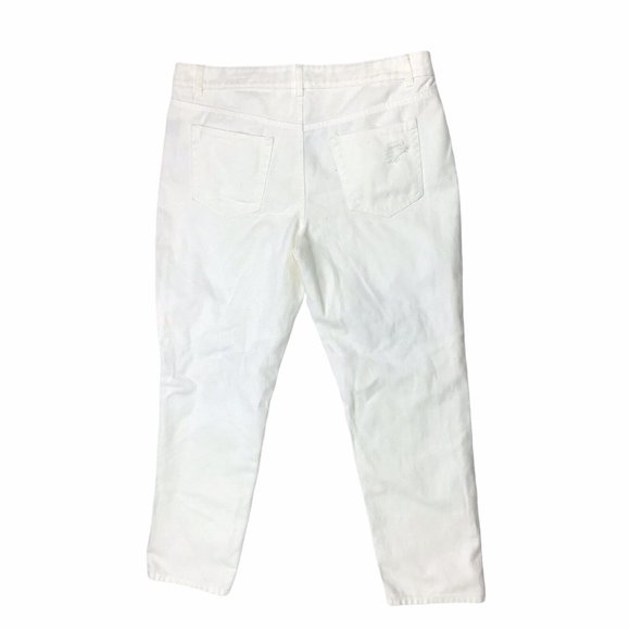 AFRM Luisa White Denim Distressed High Rise Button Fly Ankle Jeans Size 31 - Picture 3 of 5